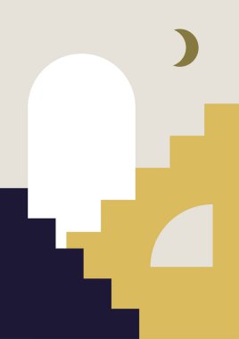 Merdiven soyut renkli Düz Boho Geometrik Renk Tasarımı Posteri