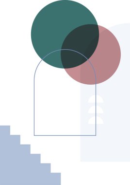 Merdiven soyut renkli Düz Boho Geometrik Renk Tasarımı Posteri
