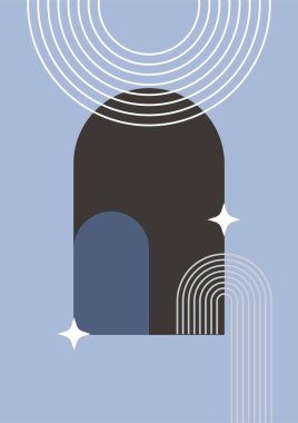 Basit satır Düz Boho Geometrik Nötr Renk Tasarımı Posteri