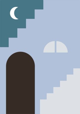 Merdiven soyut renkli Düz Boho Geometrik Renk Tasarımı Posteri