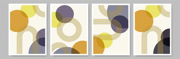 円抽象的な黄色のカラフルなフラットBoho幾何学的ニュートラルカラーデザインポスター — ストックベクタ