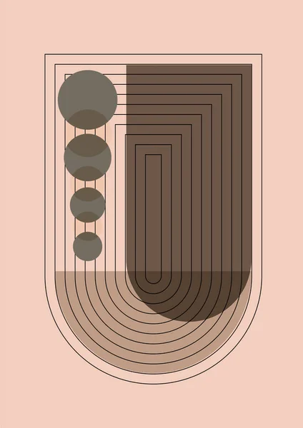 Basit Soyut Şeftali Rengi Düz Boho Geometrik Renk Tasarımı Posteri — Stok Vektör