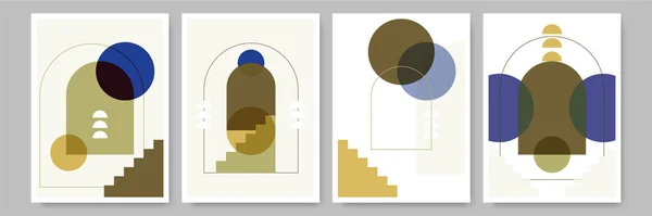 Treppen Abstrakt Bunt Flach Boho Geometrisch Neutral Farbdesign Poster — Stockvektor