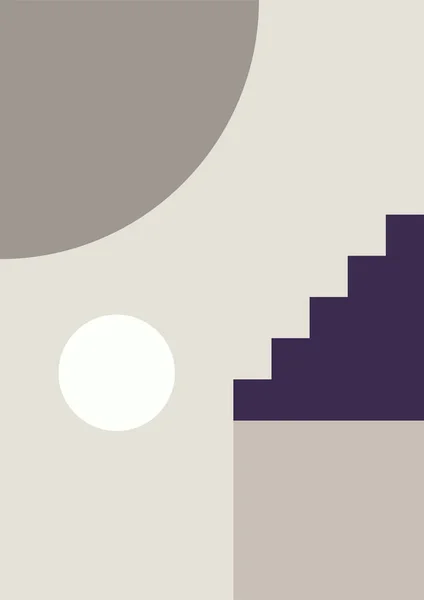 Merdiven Soyut Renkli Düz Boho Geometrik Renk Tasarımı Posteri — Stok Vektör