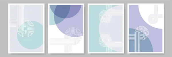 圆形抽象平面Boho几何中性色彩设计海报 — 图库矢量图片