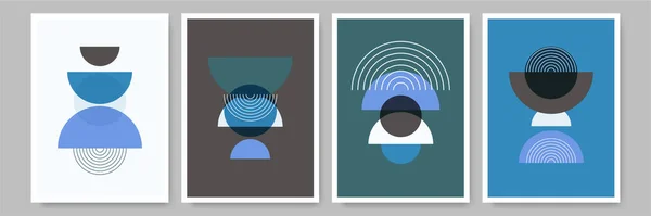 形状抽象平面Boho几何中性色彩设计海报 — 图库矢量图片