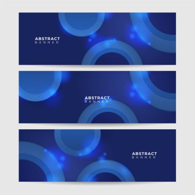 Dijital çember biçimi mavi pankart tasarımı arka plan