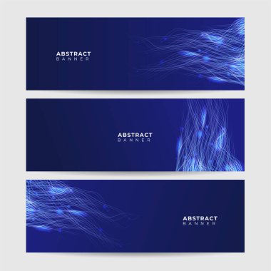 Soyut neon tarzı mavi geniş pankart tasarımı arka plan