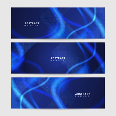 Soyut mavi pankart tasarım arkaplanını göster