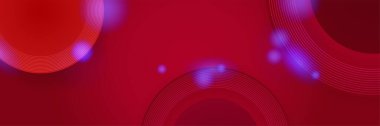 Dijital daire tarzı kırmızı geniş pankart tasarımı arka plan. Koyu kırmızı teknolojili, geometrik arka planı olan soyut afiş tasarımı. Vektör illüstrasyonu