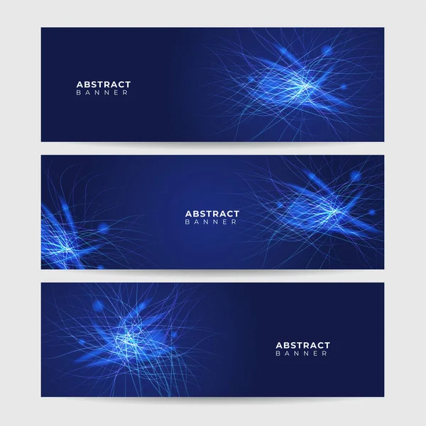 Abstract Neon Stijl Blauw Brede Banner Ontwerp Achtergrond — Stockvector