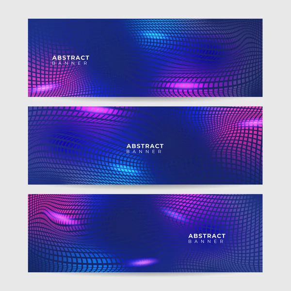 Abstraktes Neon Style Blue Wide Banner Design Hintergrund — Stockvektor