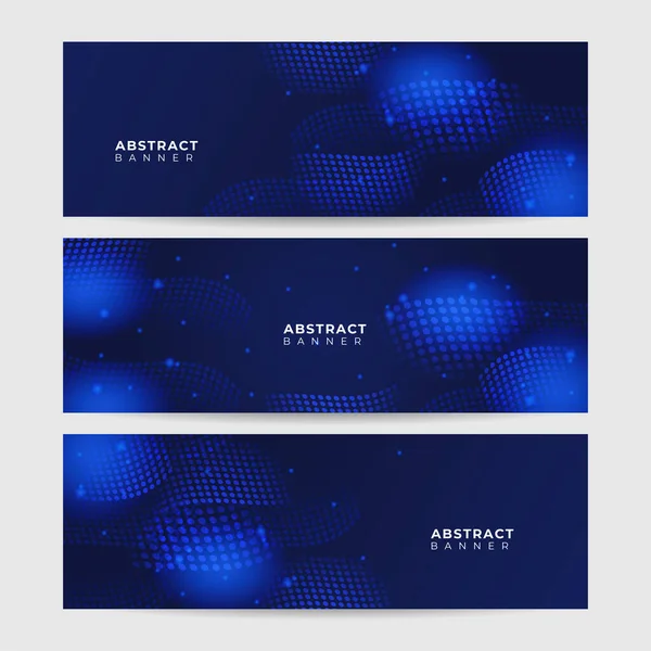 Welle Vernetzung Neon Stil Blau Breit Banner Design Hintergrund — Stockvektor