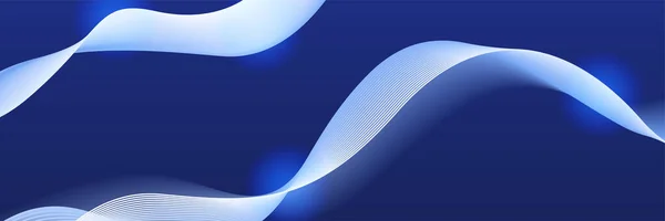 Хвильовий Мережевий Неоновий Стиль Синій Широкий Банерний Дизайн Фону Абстрактний — стоковий вектор