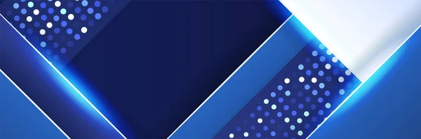 コーポレートビジネスブルーワイドバナーデザインの背景 ダークブルー技術の幾何学的背景を持つ抽象的なバナーデザイン ベクターイラスト — ストックベクタ