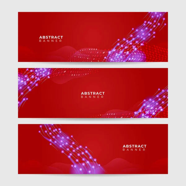 Dalga ağı neon tarzı kırmızı geniş pankart tasarımı arkaplanı