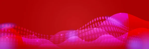 Wave Networking Neon Style Red Wide Banner Design Hintergrund Abstraktes — Stockvektor