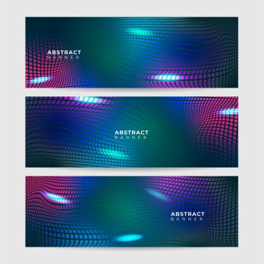 Soyut neon tarzı yeşil geniş pankart tasarımı arka plan