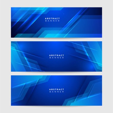 Dijital ağ mavi geniş pankart tasarımı arkaplanı