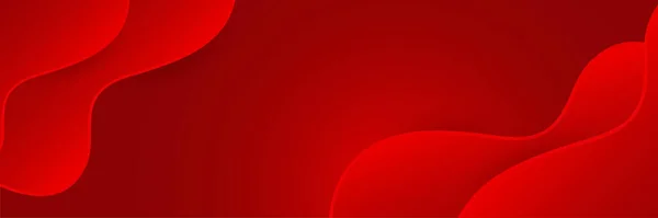 波浪网络霓虹灯风格的红色宽横幅设计背景 带有深红色工艺几何背景的3D横幅设计 矢量说明 — 图库矢量图片