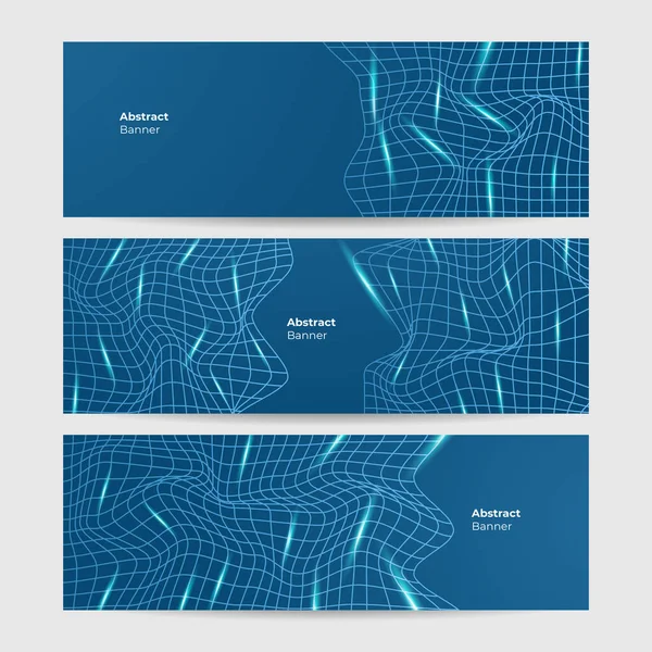 Технологія Глобального Синього Широкого Банерного Дизайну Фону — стоковий вектор