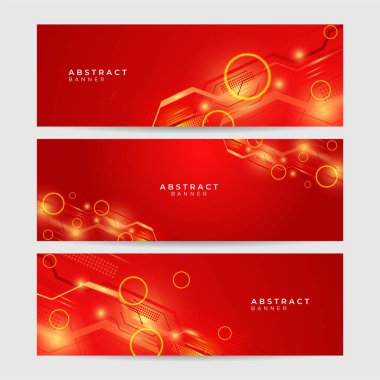 Teknoloji küresel kırmızı pankart tasarımı arka plan