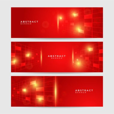 Teknoloji küresel kırmızı pankart tasarımı arka plan