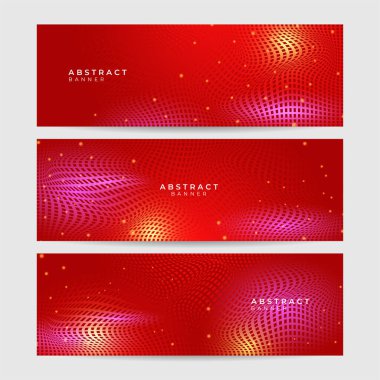 Soyut neon tarzı kırmızı geniş pankart tasarımı arka plan