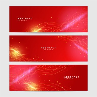 Soyut neon tarzı kırmızı geniş pankart tasarımı arka plan