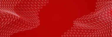Teknoloji küresel kırmızı pankart tasarım arka planı. Koyu kırmızı teknoloji geometrik arkaplan ile soyut 3D pankart tasarımı. Vektör illüstrasyonu