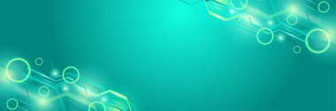 Teknoloji küresel yeşil pankart tasarımı arka plan
