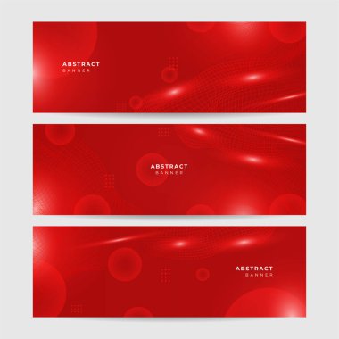 Dijital çember biçimi kırmızı geniş pankart tasarımı arka plan