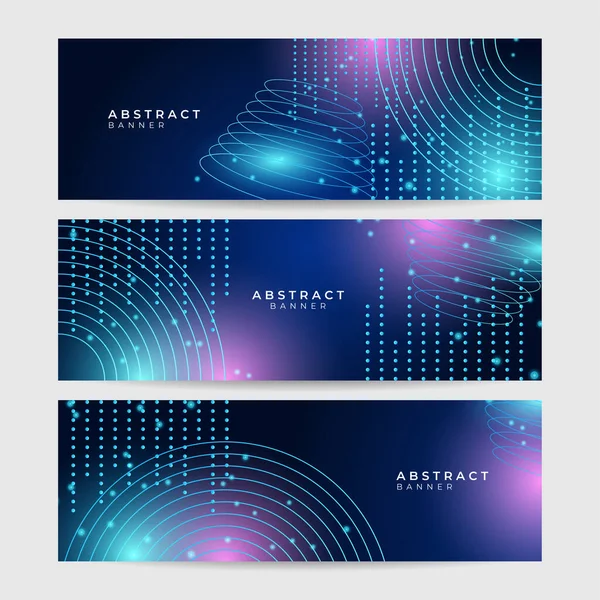 Astratto Stile Neon Blu Ampio Banner Design Sfondo — Vettoriale Stock