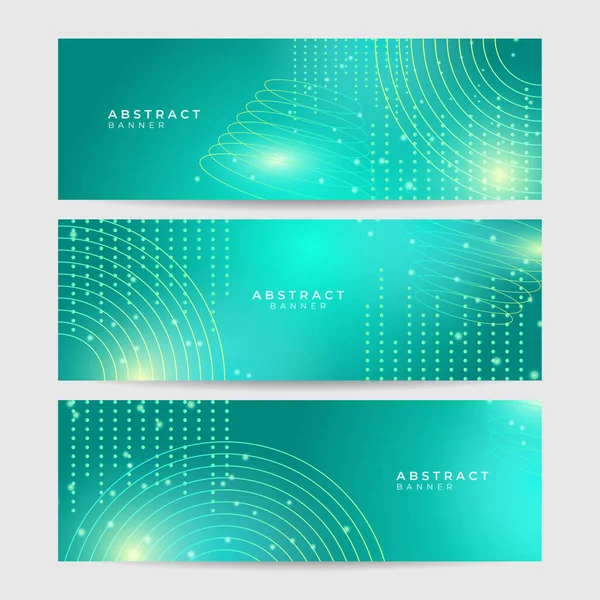 Astratto Stile Neon Verde Ampio Banner Design Sfondo — Vettoriale Stock