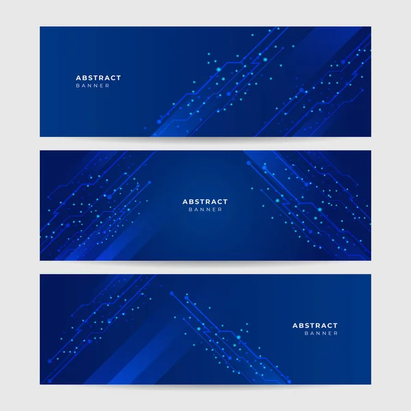 Abstract Neon Style Blue Wide Banner Design Background — Stock Vector