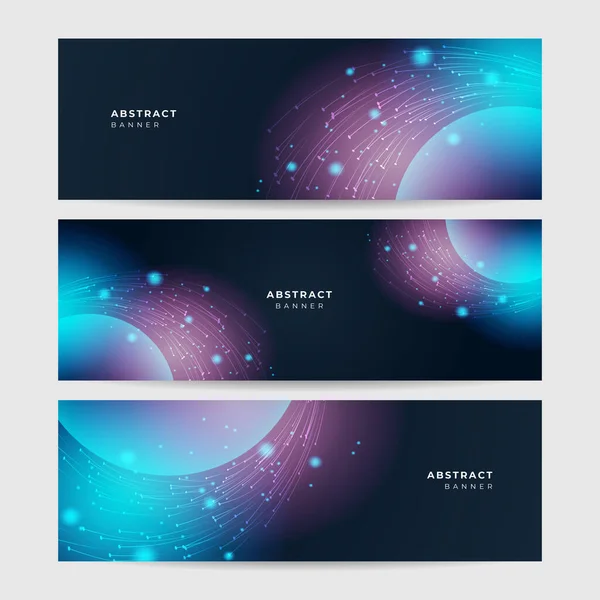 Netzwerk Abstrakte Neon Stil Blau Breit Banner Design Hintergrund — Stockvektor