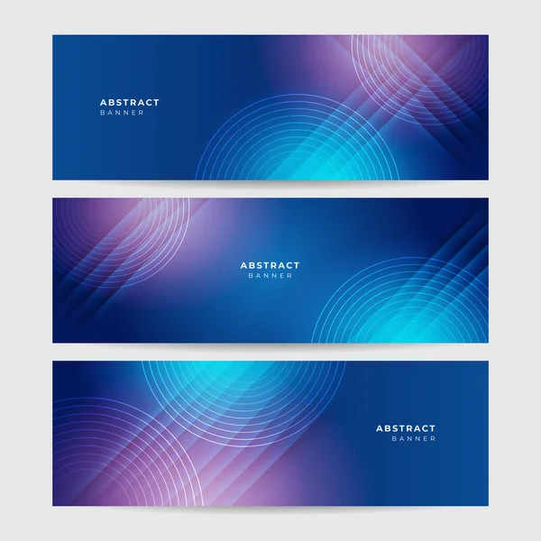 Astratto Stile Neon Blu Ampio Banner Design Sfondo — Vettoriale Stock