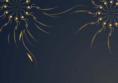 Modern lüks siyah ve altın renkli soyut bir arkaplan. Soyut dekorasyon, altın desen, üç boyutlu vektör çizimi. Siyah altın dalgalar şablonu kaplar, geometrik şekiller, modern minimal bayrak.