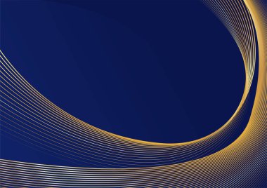 Soyut çizgi altın mavi kapak tasarımı arka plan