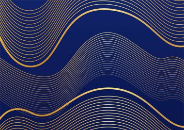 Soyut çizgi altın mavi kapak tasarımı arka plan