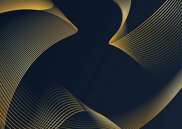 Fondo Línea Onda Oro Negro Lujo Decoración Abstracta Ilustración Vectorial — Vector de stock