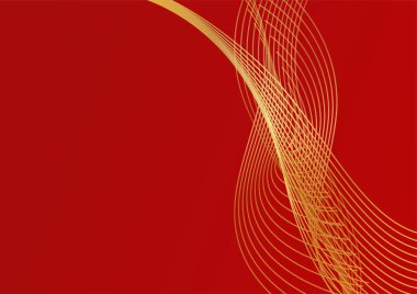 Modern lüks kırmızı ve altın soyut dalga arka plan pankartı. Soyut kırmızı ve altın çizgiler arkaplanı
