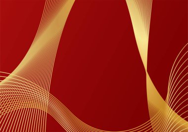 Soyut kırmızı ve altın çizgiler arkaplanı