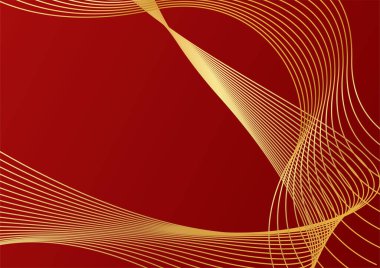Modern lüks kırmızı ve altın soyut dalga arka plan pankartı. Soyut kırmızı ve altın çizgiler arkaplanı