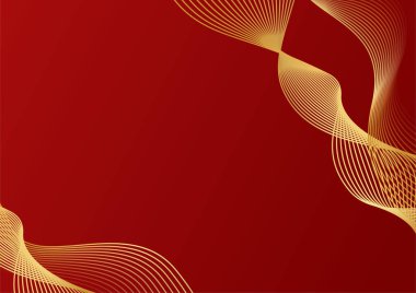 Modern lüks kırmızı ve altın soyut dalga arka plan pankartı. Soyut kırmızı ve altın çizgiler arkaplanı