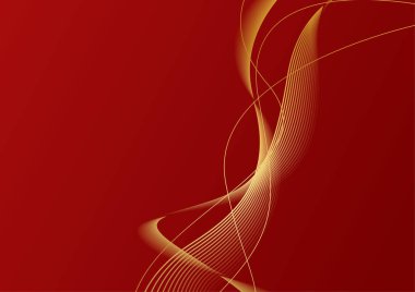 Modern lüks kırmızı ve altın soyut dalga arka plan pankartı. Soyut kırmızı ve altın çizgiler arkaplanı