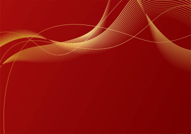 Modern lüks kırmızı ve altın soyut dalga arka plan pankartı. Soyut kırmızı ve altın çizgiler arkaplanı