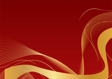Modern lüks kırmızı ve altın soyut dalga arka plan pankartı. Soyut kırmızı ve altın çizgiler arkaplanı