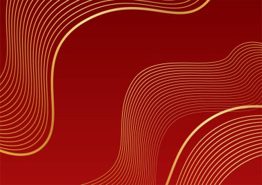 Modern lüks kırmızı ve altın soyut dalga arka plan pankartı. Soyut kırmızı ve altın çizgiler arkaplanı