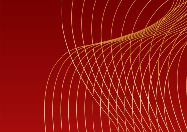 Modern lüks kırmızı ve altın soyut dalga arka plan pankartı. Soyut kırmızı ve altın çizgiler arkaplanı